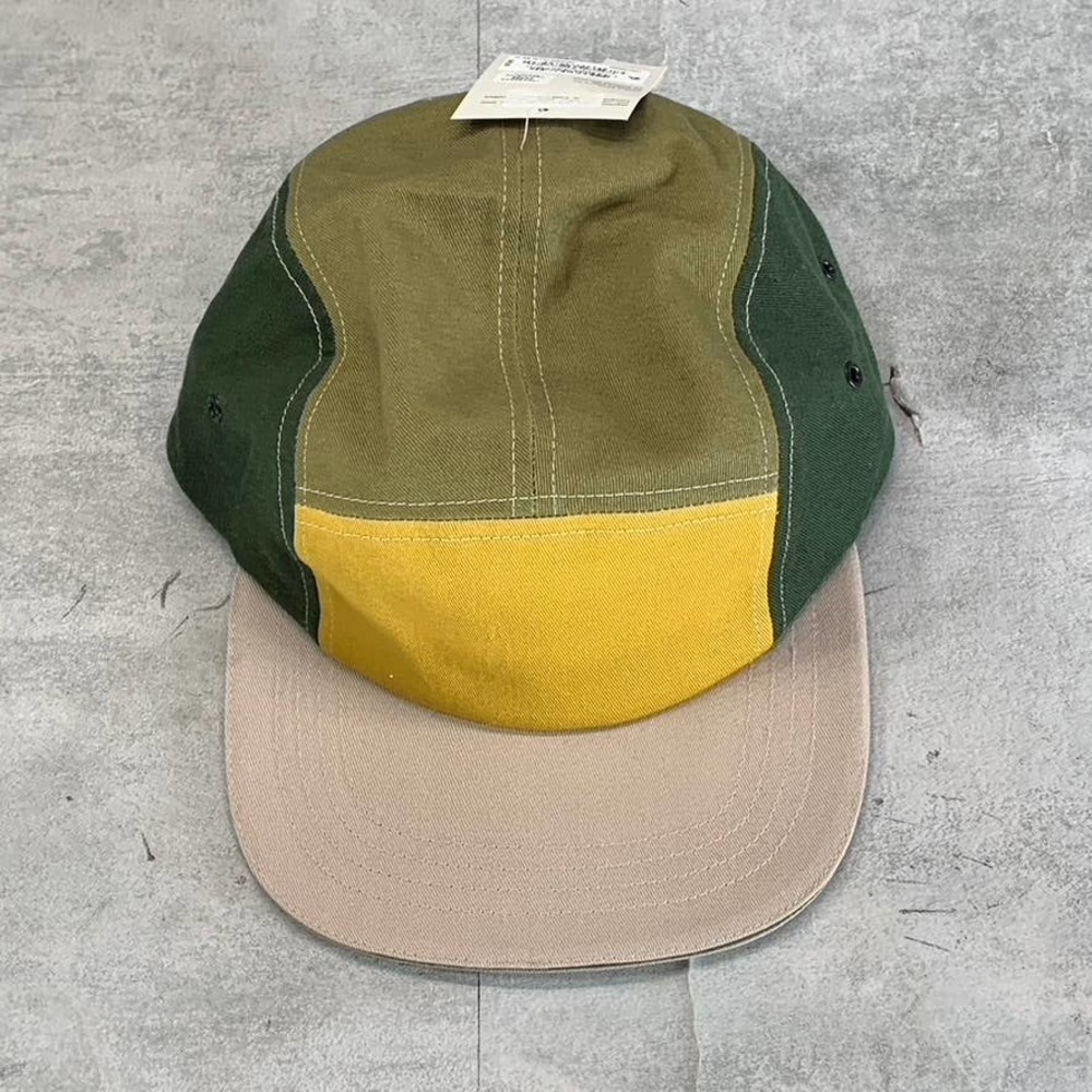 Sun+Stone Men's Green-Yellow Multi Colorblocked Panel Adjustable Cap SZ OS